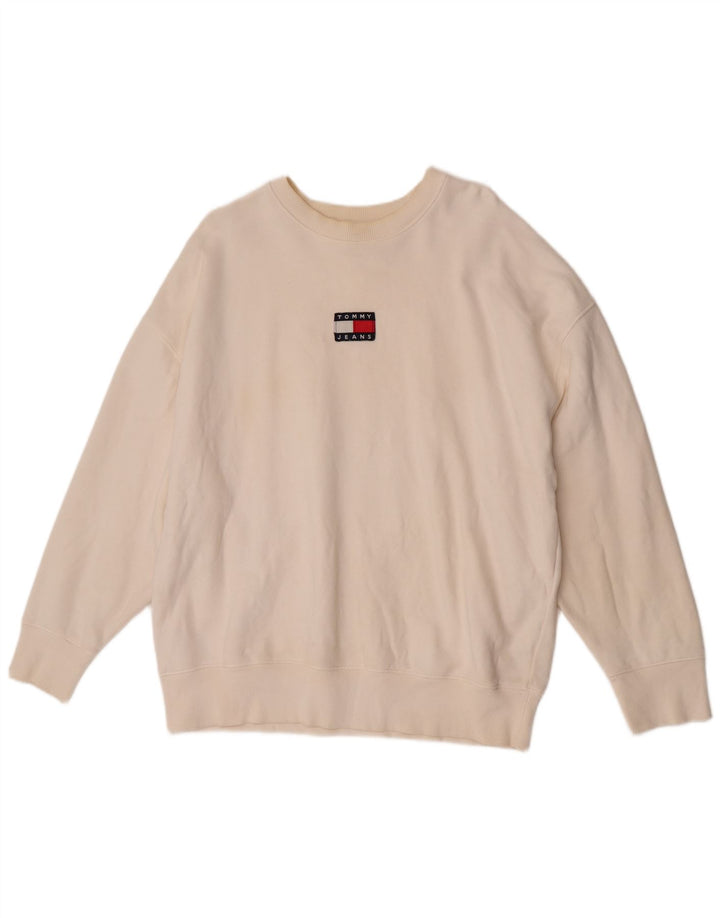 Tommy Hilfiger Herren-Sweatshirt-Pullover, groß, weiße Baumwolle
