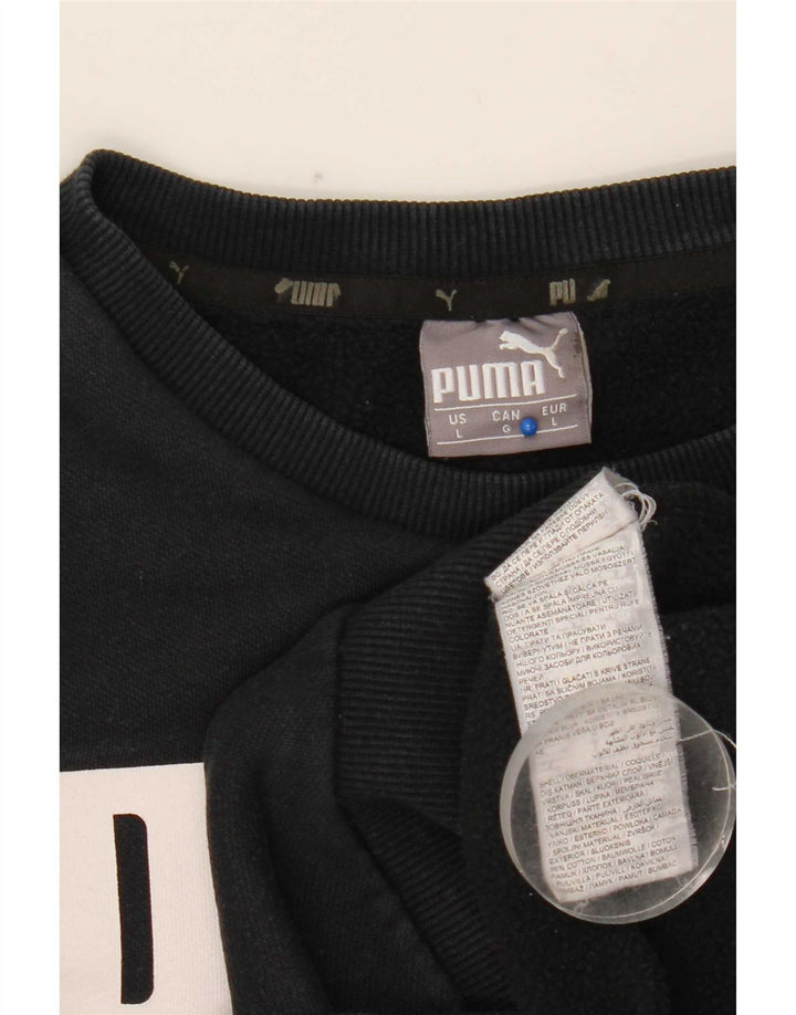 Puma Herren Grafik-Sweatshirt-Pullover, groß, schwarze Baumwolle
