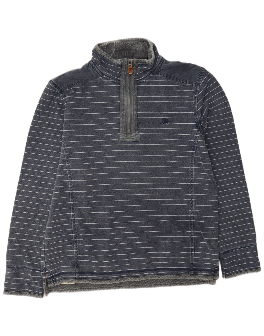 Fat Face Herren-Sweatshirt mit Reißverschluss am Hals, mittelgroß, marineblau, gestreift, Baumwolle