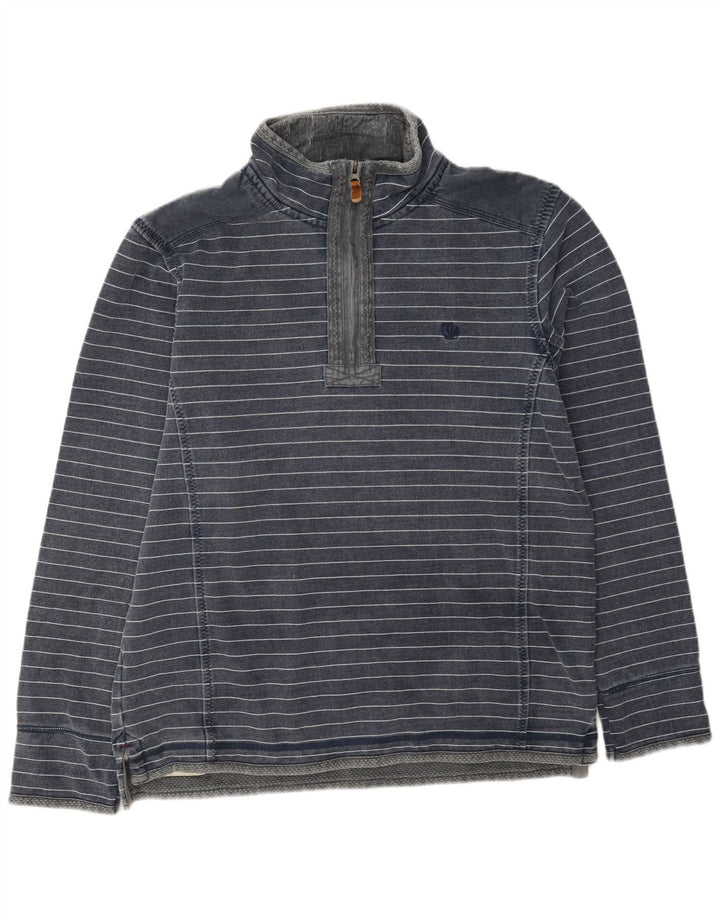 Fat Face Herren-Sweatshirt mit Reißverschluss am Hals, mittelgroß, marineblau, gestreift, Baumwolle