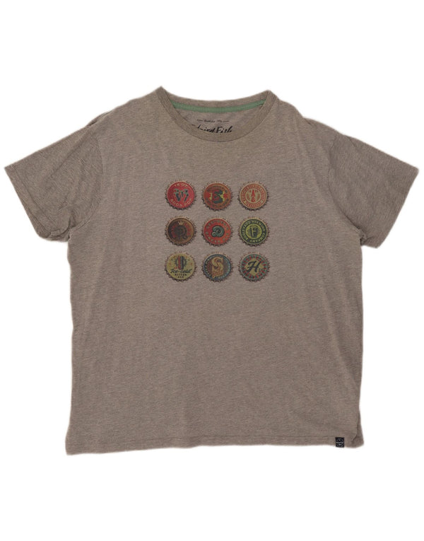 Weird Fish Herren-T-Shirt mit Grafik, 4XL, grau meliert, Baumwolle