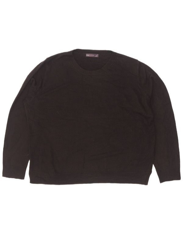 Marks & Spencer Womens Crew Neck Jumper Sweater UK 22 2XL Black Acrylic