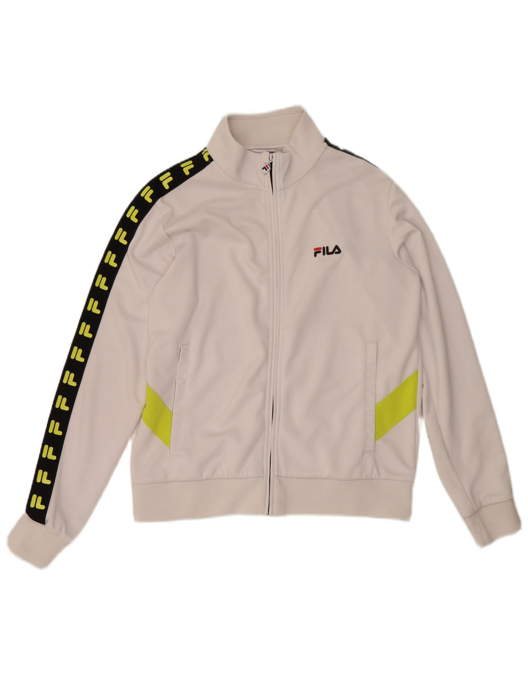Fila Herren-Trainingsanzugoberteil mit Grafik, mittelweißes Farbblock-Polyester