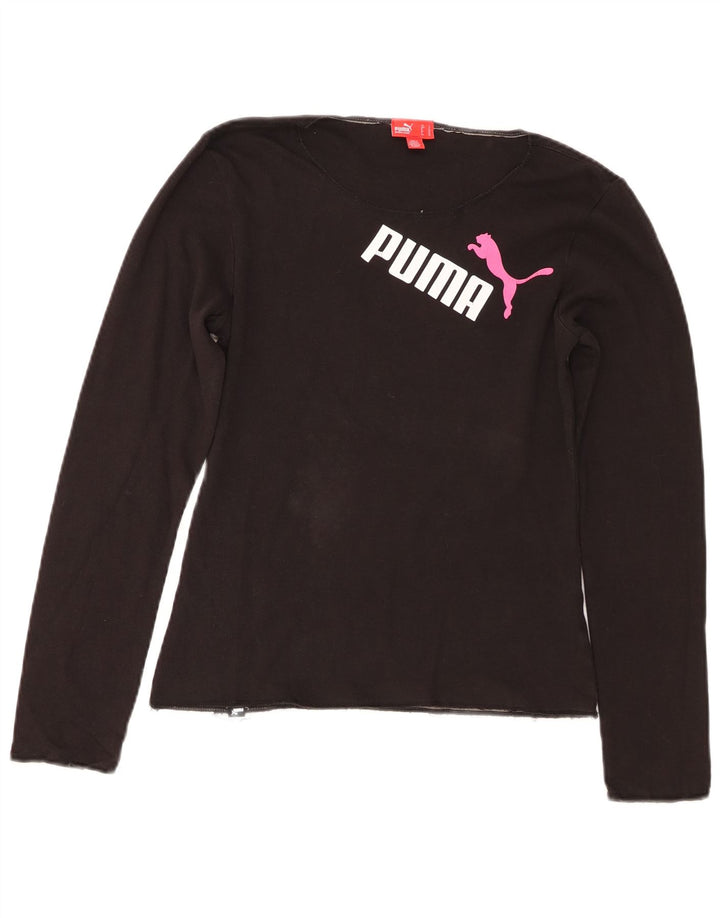 Puma Damen Graphic Top Langarm UK 10 Small Schwarz