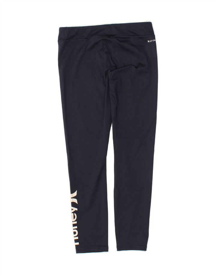 HURLEY Girls Graphic Leggings 10-11 Years Navy Blue Polyester Vintage Hurley and Second-Hand Hurley from Messina Hembry 