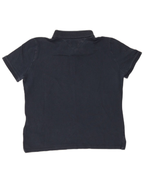 Tommy Hilfiger Damen Poloshirt UK 12 Medium Marineblau Baumwolle