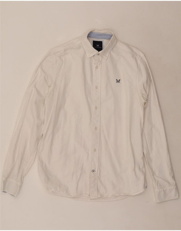 Crew Clothing Herren-Slim-Fit-Hemd, Größe S, weiße Baumwolle