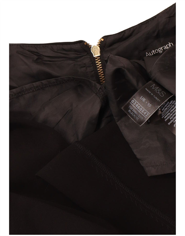 MARKS & SPENCER Damen Autograph Schößchenkleid UK 10 Small Schwarz Polyester