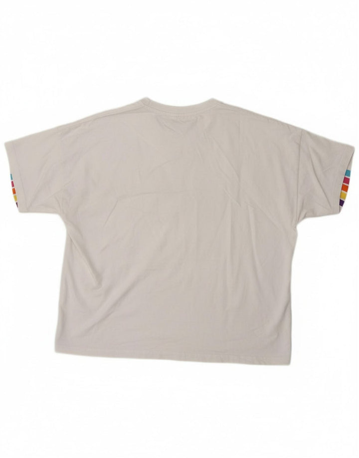 ELLESSE Womens Oversized T-Shirt Top UK 10 Small White Striped Cotton