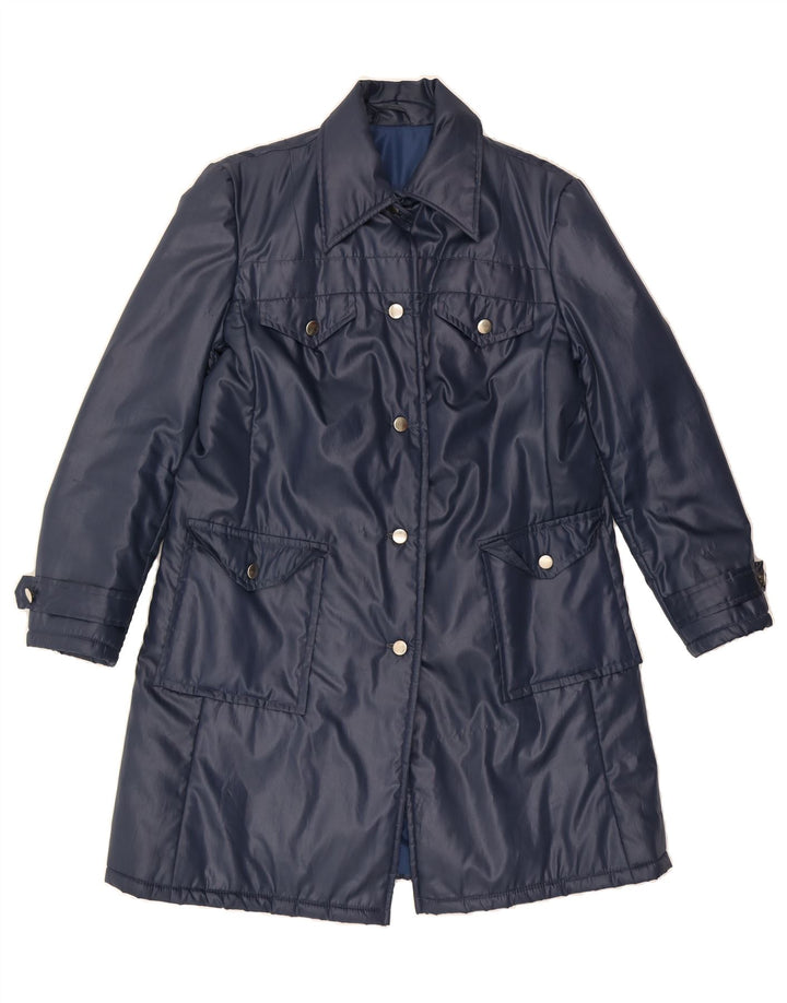 VINTAGE Womens Overcoat UK 18 XL Navy Blue Vintage Vintage and Second-Hand Vintage from Messina Hembry 
