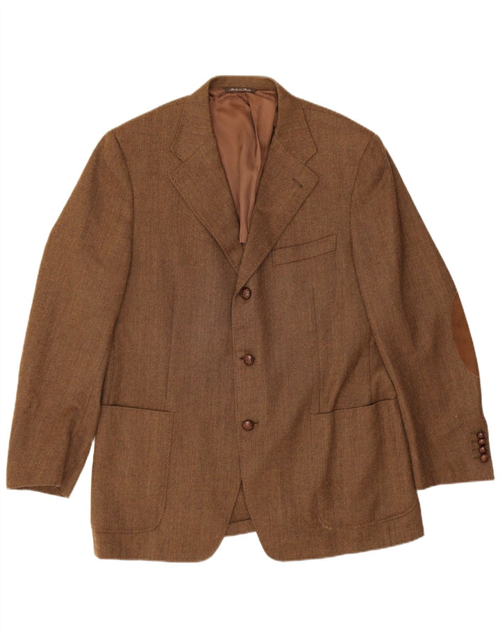 Canali Herren 3-Knopf-Blazerjacke IT 54 2XL Braune Schurwolle