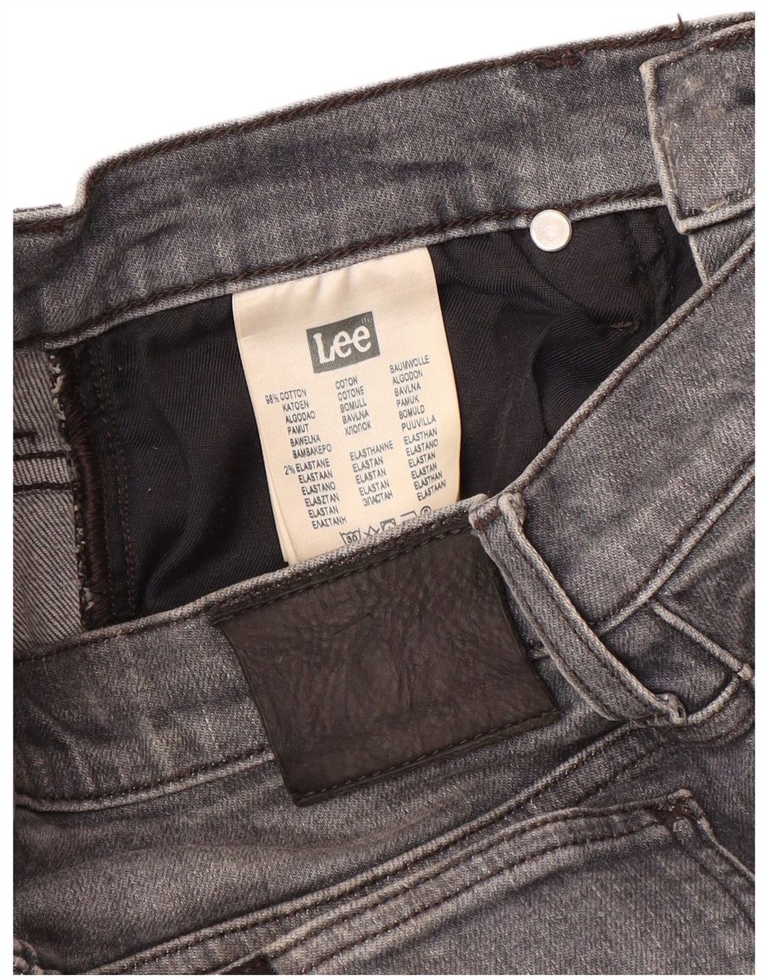 Lee Damen Rider Slim Jeans W28 L32 Graue Baumwolle