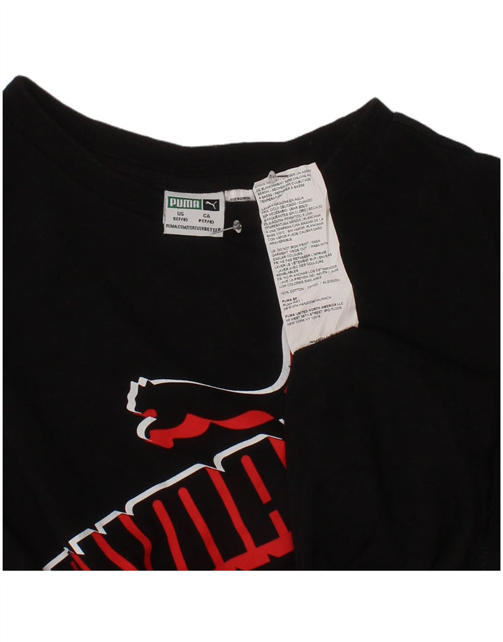 Puma Jungen T-Shirt mit Grafik, 7–8 Jahre, Größe S, schwarze Baumwolle