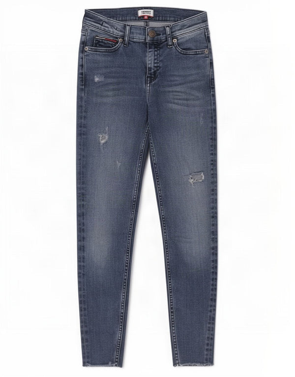 Tommy Hilfiger Damen Distressed Skinny Cropped Jeans W25 L24 Blaue Baumwolle