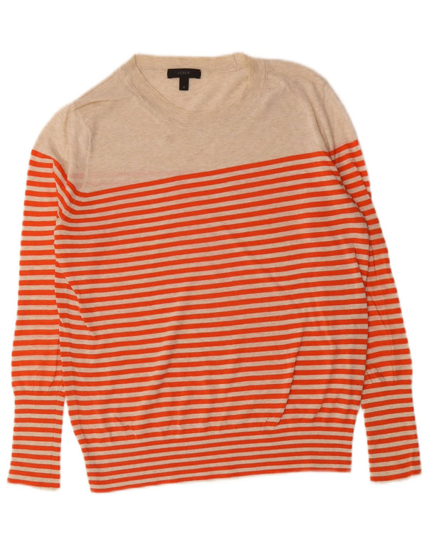 J. Crew Damen-Pullover mit Rundhalsausschnitt, US 6, mittelbeige, gestreift, Baumwolle