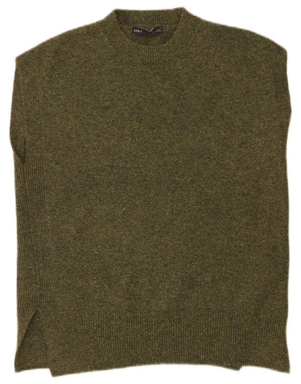 Marks & Spencer Damen Weste Tank Top UK 14 Medium Khaki Geflecktes Acryl