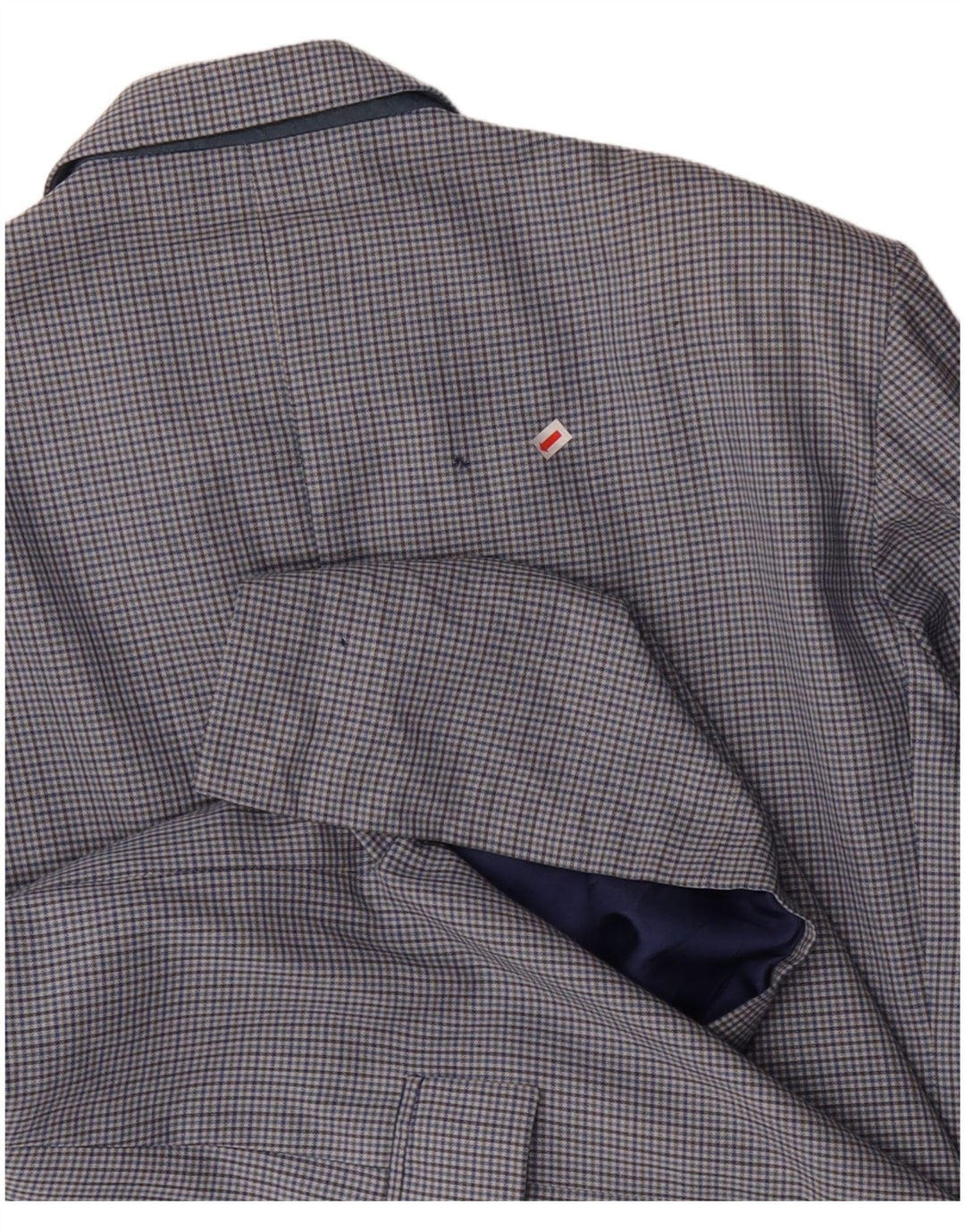 VINTAGE Herren 2-Knopf-Blazerjacke IT 50 Große blau karierte Wolle