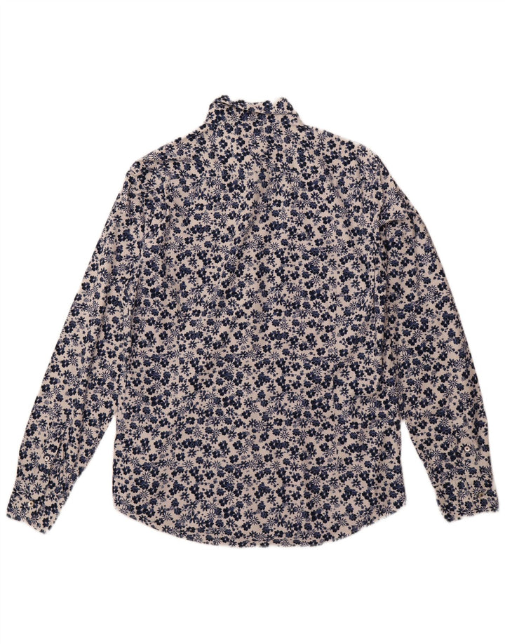 Massimo Dutti Herrenhemd, groß, Marineblau mit Blumenmuster