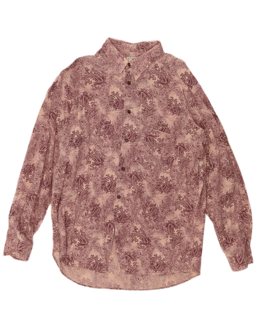 LEADER Herrenhemd XL Lila Paisley Viskose