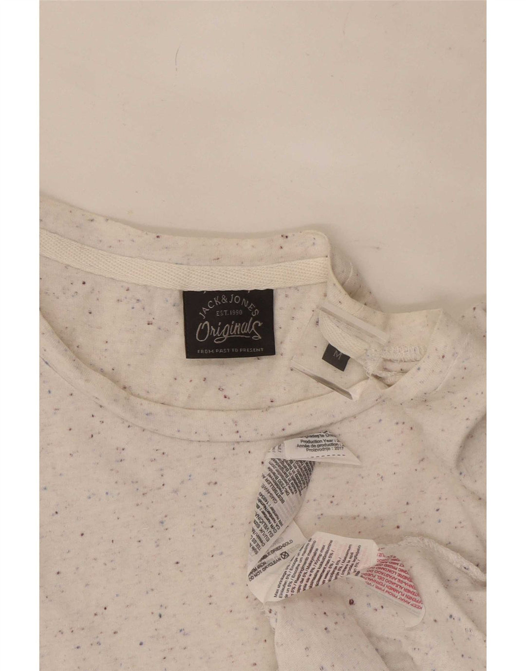 Jack & Jones Herren-T-Shirt-Oberteil aus mittelweiß gesprenkelter Baumwolle
