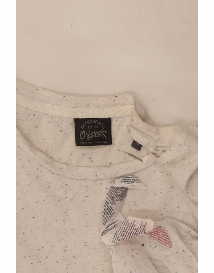 Jack & Jones Herren-T-Shirt-Oberteil aus mittelweiß gesprenkelter Baumwolle