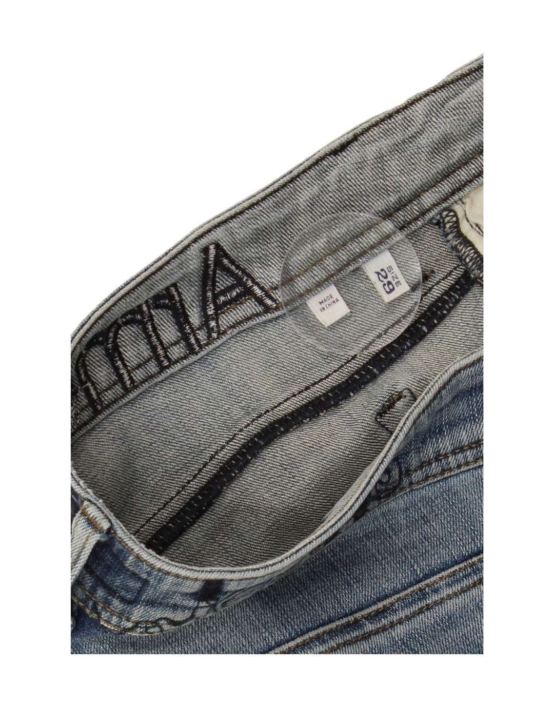 ARMANI Womens Graphic Cropped Jeans W29 L25 Blue Vintage Armani and Second-Hand Armani from Messina Hembry 