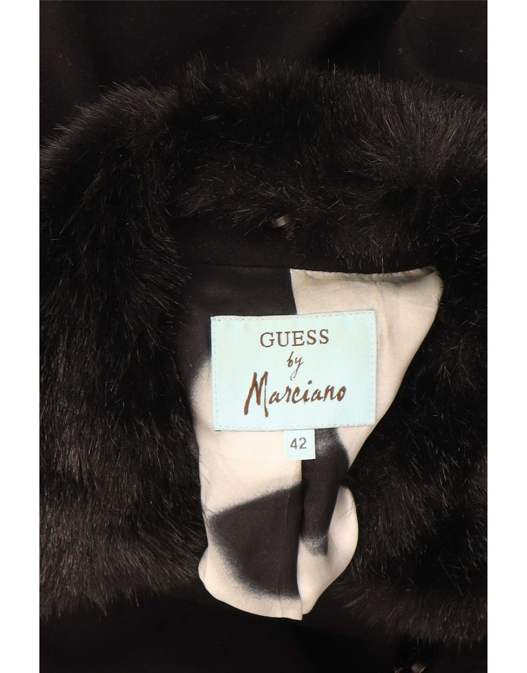 Guess By Marciano Damen Zweireihiger Mantel IT 42 Mittelschwarze Wolle