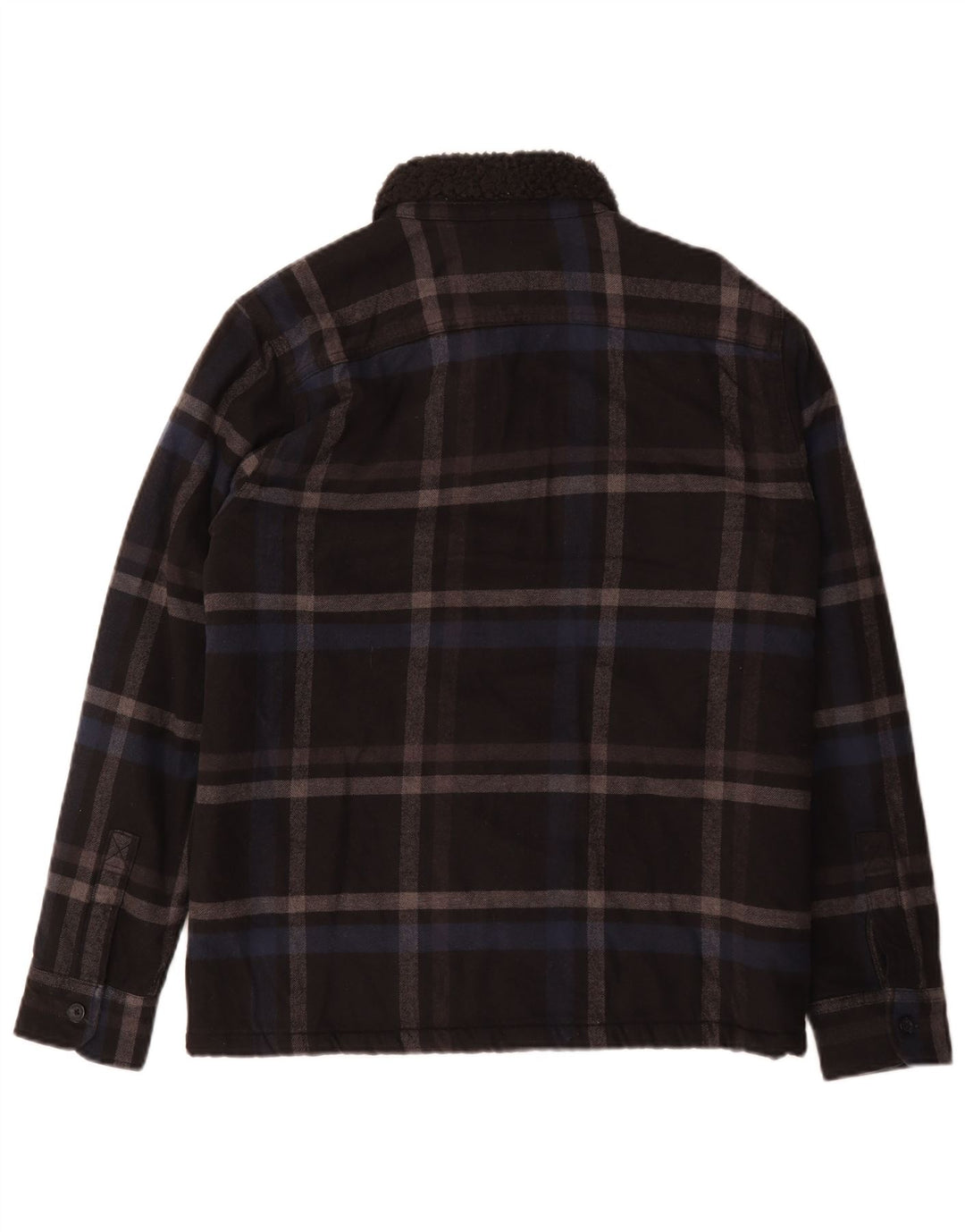 Hollister Herren Sherpa Jacke UK 36 Small Schwarz Karo Baumwolle