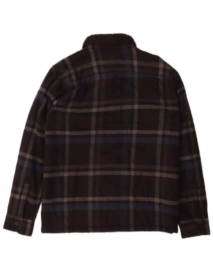 Hollister Herren Sherpa Jacke UK 36 Small Schwarz Karo Baumwolle