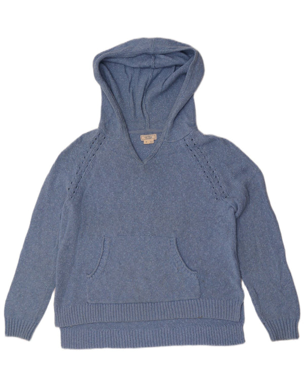 Fat Face Damen-Pullover mit Kapuze, UK 14, mittelblaue Baumwolle