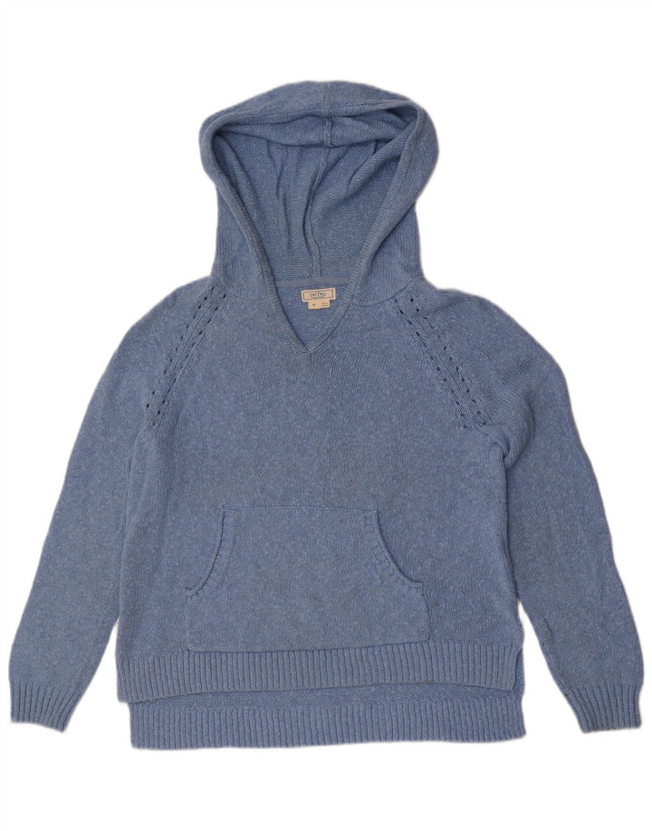Fat Face Damen-Pullover mit Kapuze, UK 14, mittelblaue Baumwolle