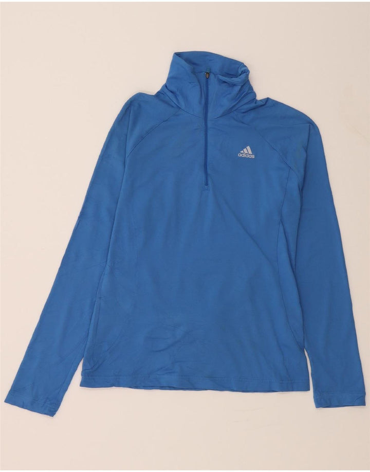 ADIDAS Womens Clima 365 Zip Neck Pullover Tracksuit Top UK 14 Medium Blue Vintage Adidas and Second-Hand Adidas from Messina Hembry 