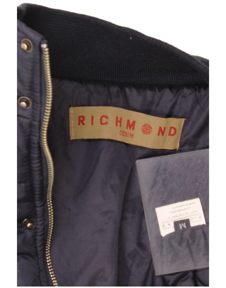 RICHMOND Herren Graphic Wattierte Jacke UK 38 Medium Marineblau Polyamid