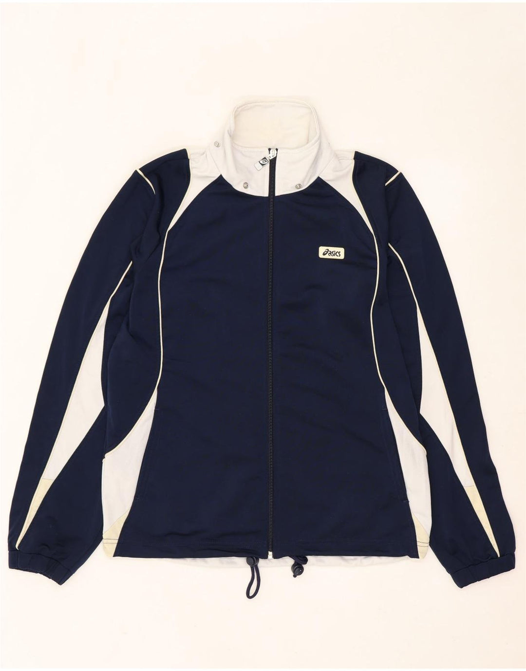 ASICS Herren-Trainingsanzug-Oberteil, Jacke, Größe S, Marineblau, Farbblock-Polyester