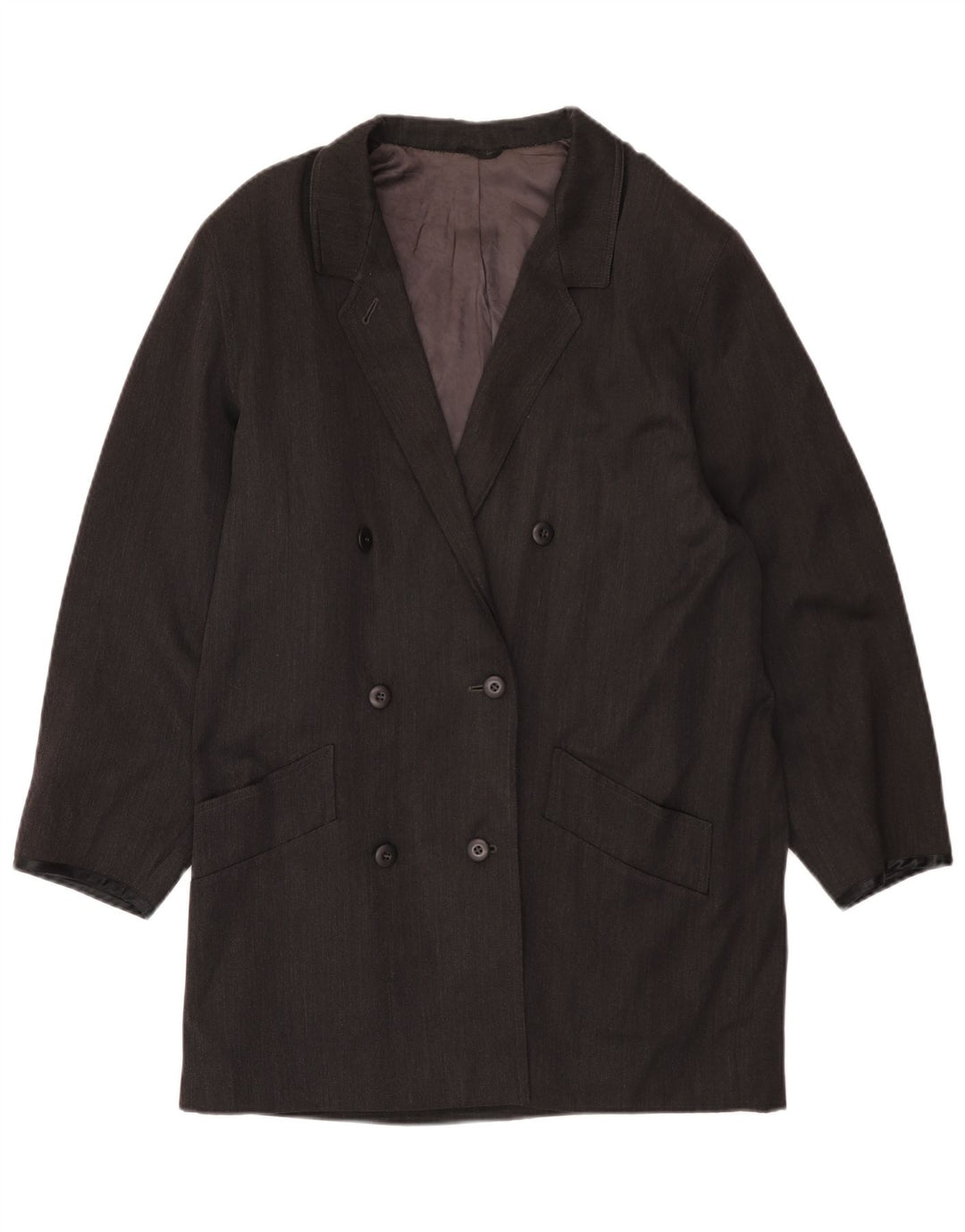 Sportmax Damen Zweireihiger Mantel UK 14 Mittelgrau