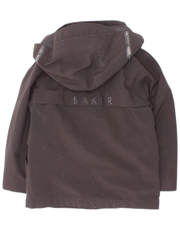Ted Baker Jungen-Regenjacke mit grafischer Kapuze, 4–5 Jahre, schwarzes Polyester