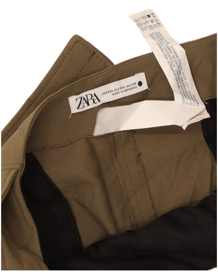 Zara Damen Caprihose 2XL W36 L20 Khaki Polyester
