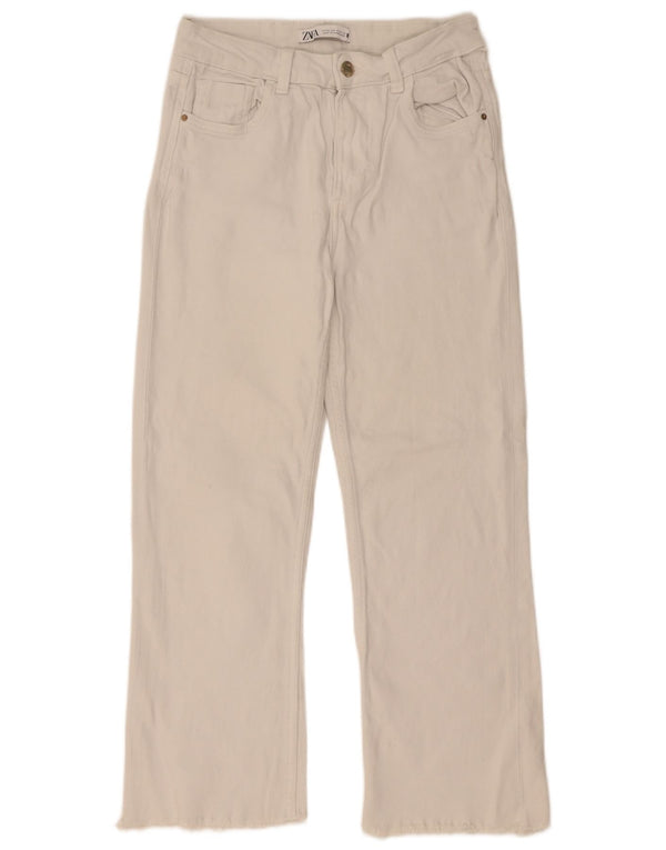 Kurze Jeans von Zara für Damen, EU 36, XS, B26, L25, weiße Baumwolle