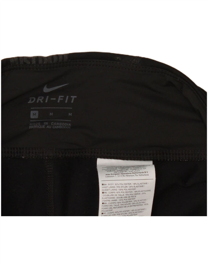 Nike Damen Dri Fit Graphic Leggings UK 14 Medium Schwarz Geometrisch