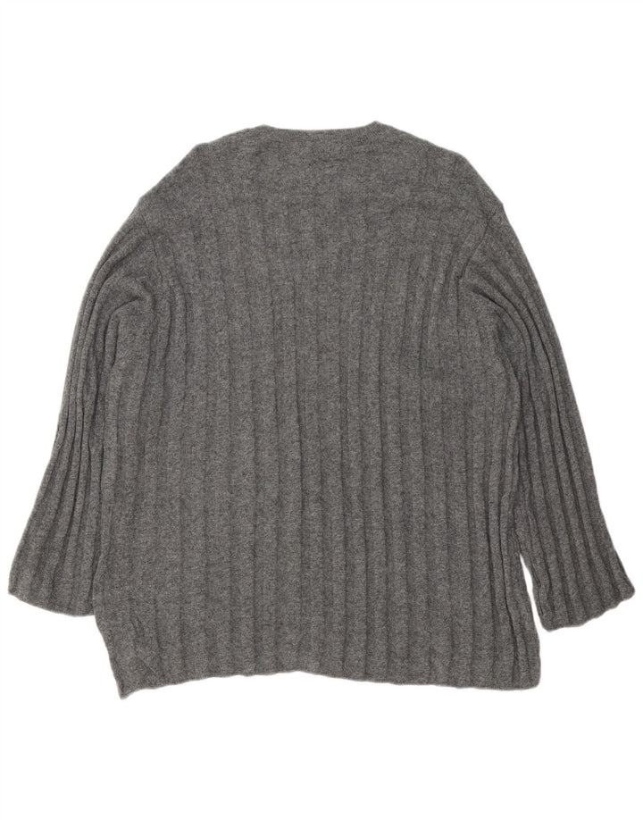Langer, übergroßer Pullover mit Rundhalsausschnitt für Damen von Zara, Gr. 40, Größe L, Grau