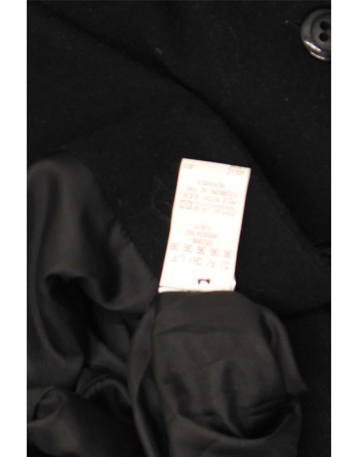 Vintage Herren Zweireiher Mantel EU 36 Kleine schwarze Wolle