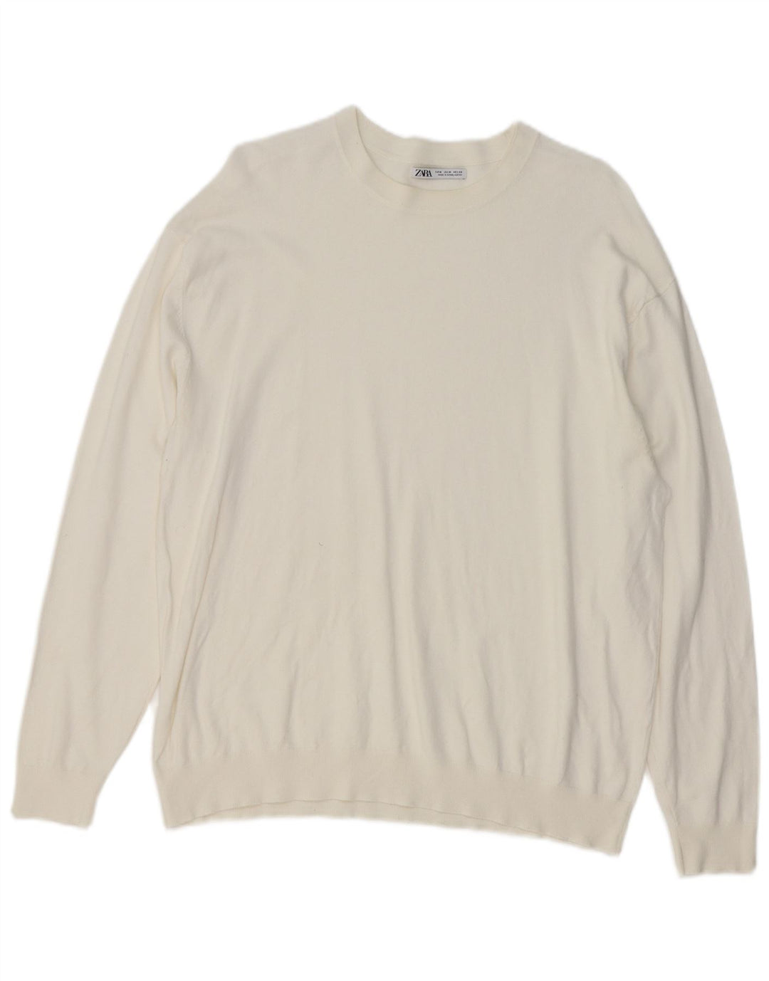 Zara Herren-Pullover mit Rundhalsausschnitt, Mittelweiß
