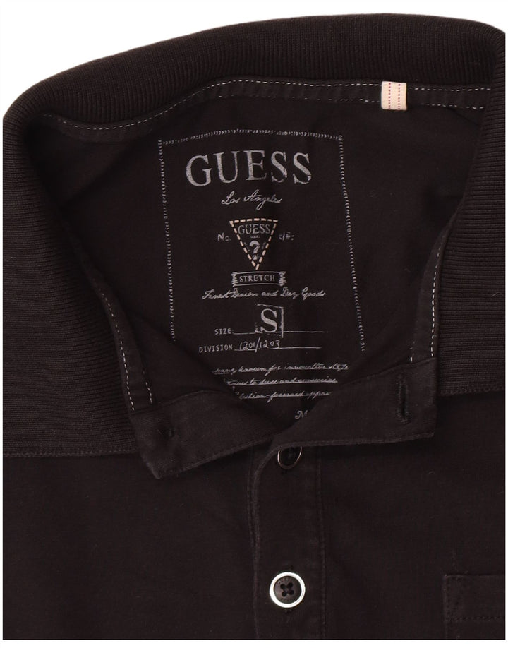 Guess Herren-Langarm-Poloshirt, Größe S, Schwarz