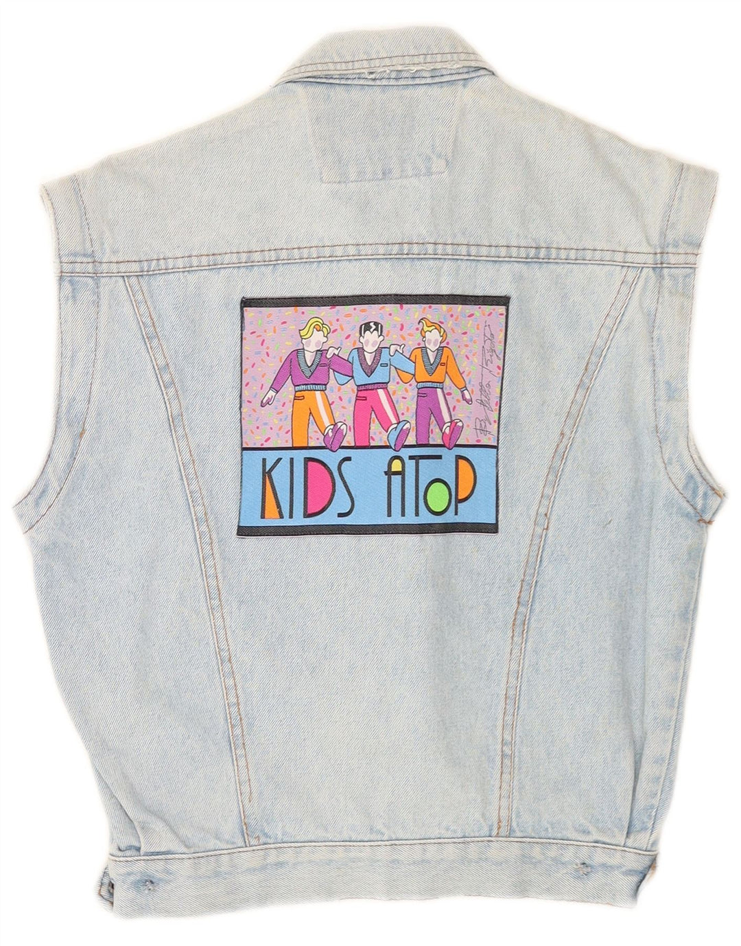 Casucci Jungen-Jeansweste mit Grafik, 9–10 Jahre, blaue Baumwolle