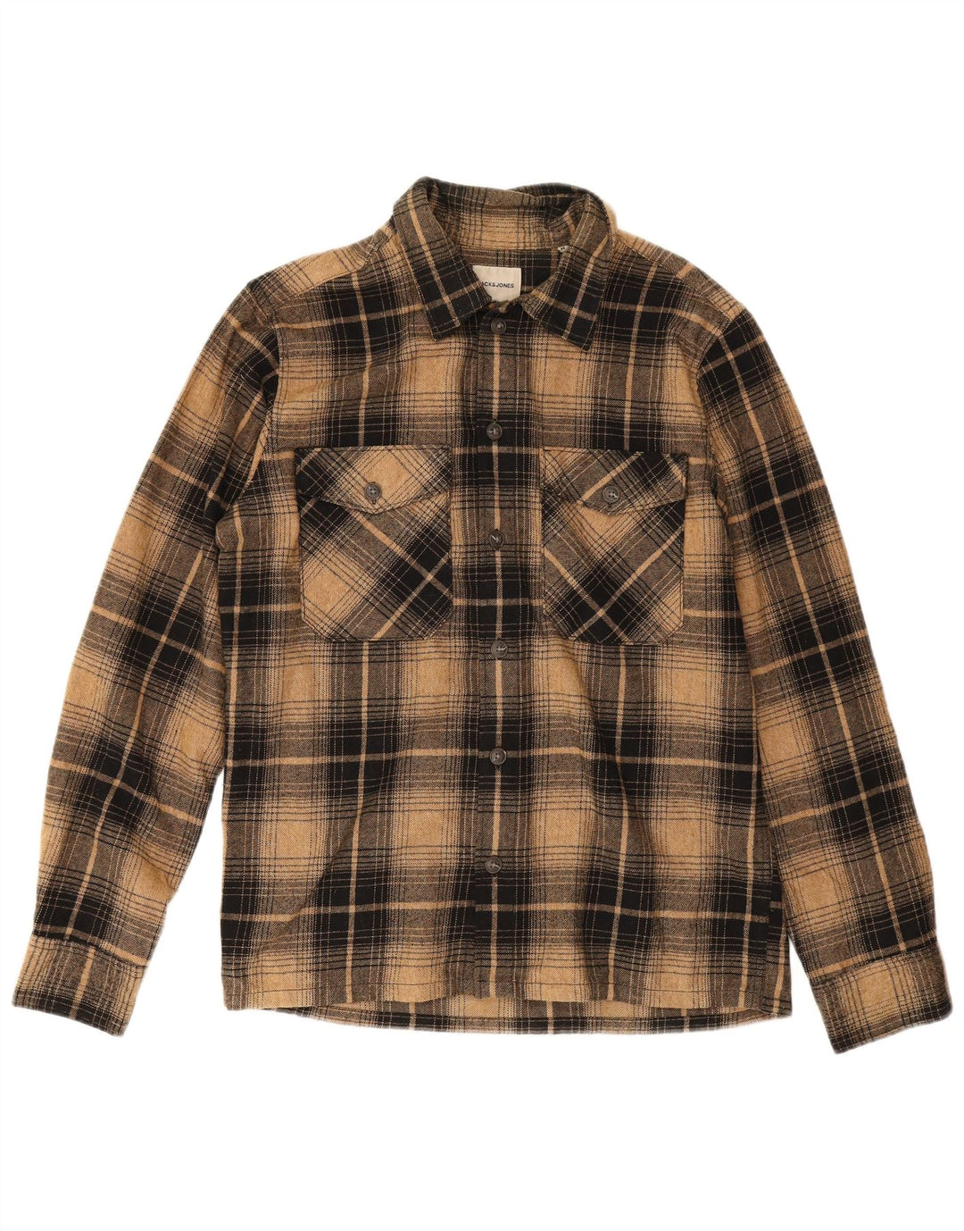 Jack & Jones Herren-Flanellhemd aus mittelbraun karierter Baumwolle