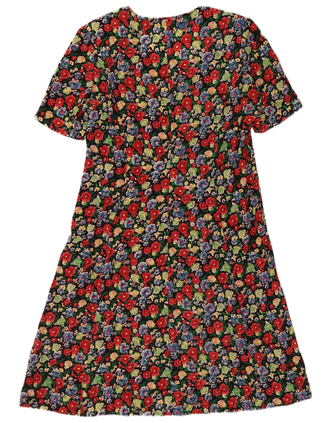 Vintage Damen A-Linie Kleid UK 14 Medium Mehrfarbig geblümt