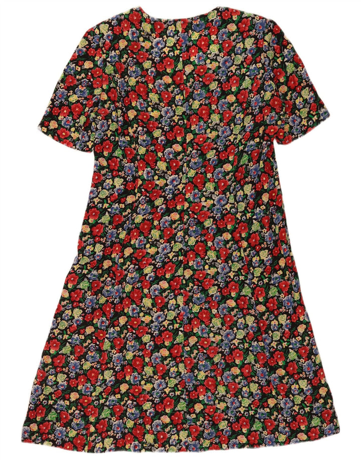 Vintage Damen A-Linie Kleid UK 14 Medium Mehrfarbig geblümt