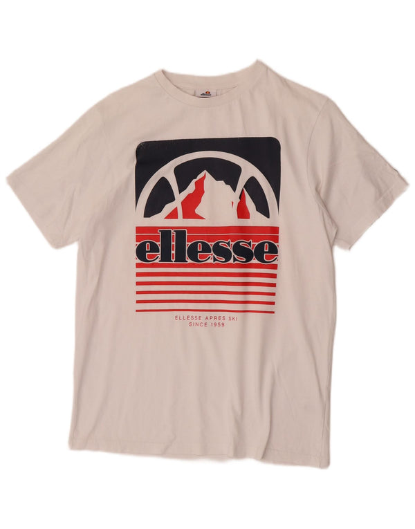 Ellesse Herren-T-Shirt mit Grafik, Größe S, weiße Baumwolle