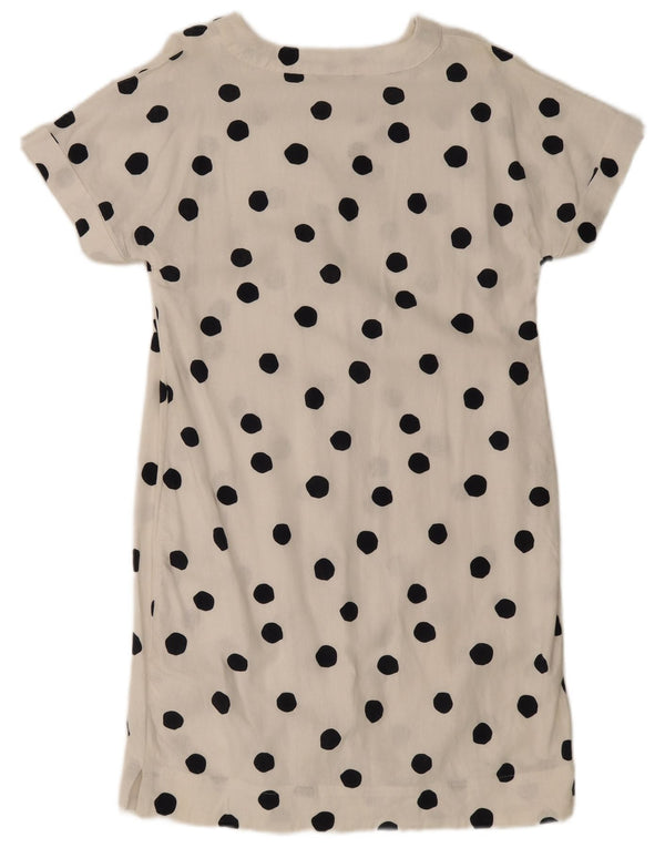 Marks & Spencer Damen A-Linien-Kleid, UK 14, Mittelweiß, gepunktet, Flachs