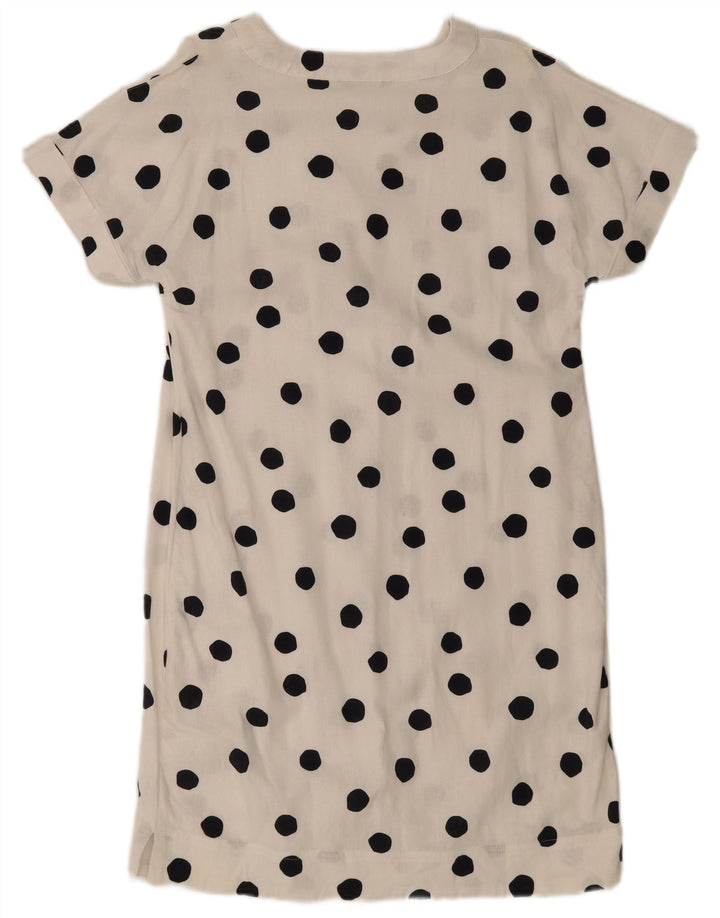 Marks & Spencer Damen A-Linien-Kleid, UK 14, Mittelweiß, gepunktet, Flachs